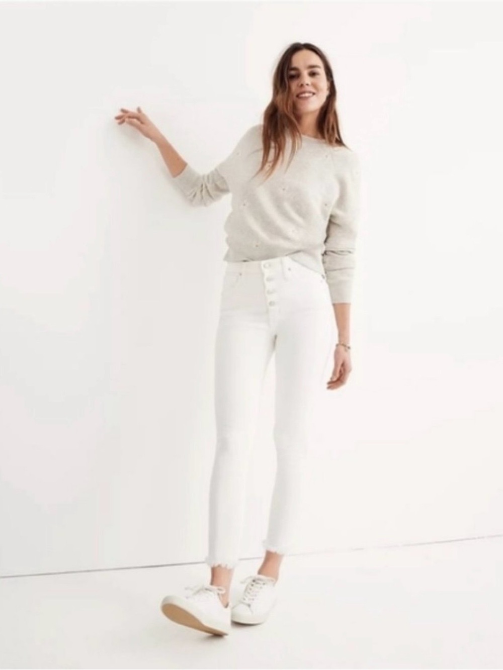 Madewell White High-Rise Button-Fly Skinny Jeans